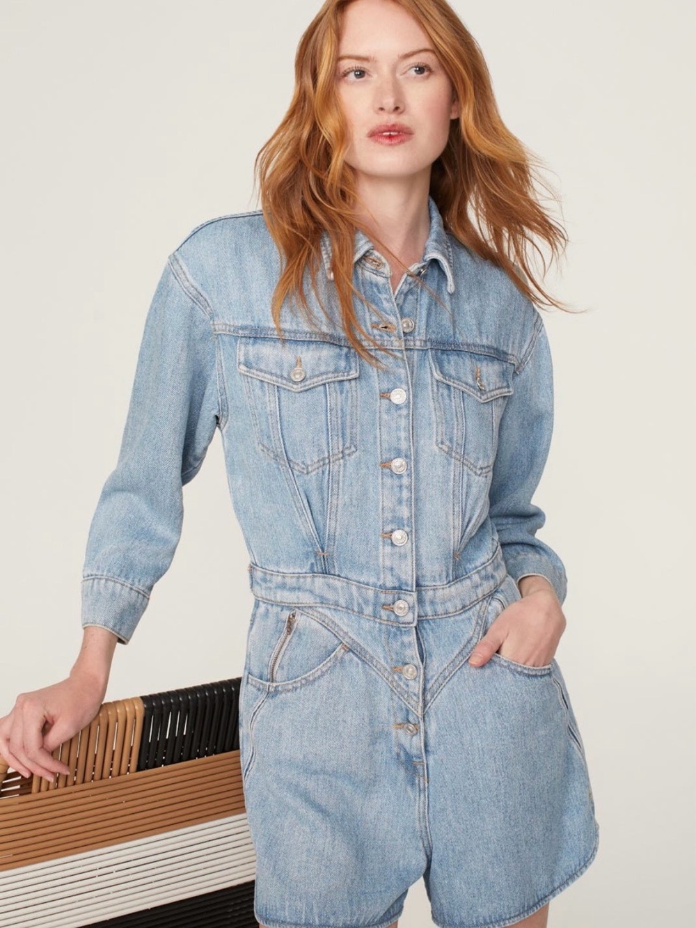 7 For All Mankind Light Blue Denim Romper - Size: S
